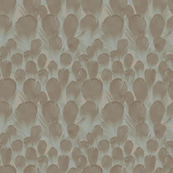 Feathers Brown & Turquoise Wallpaper