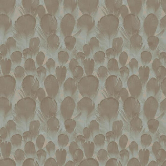 Feathers Brown & Turquoise Wallpaper