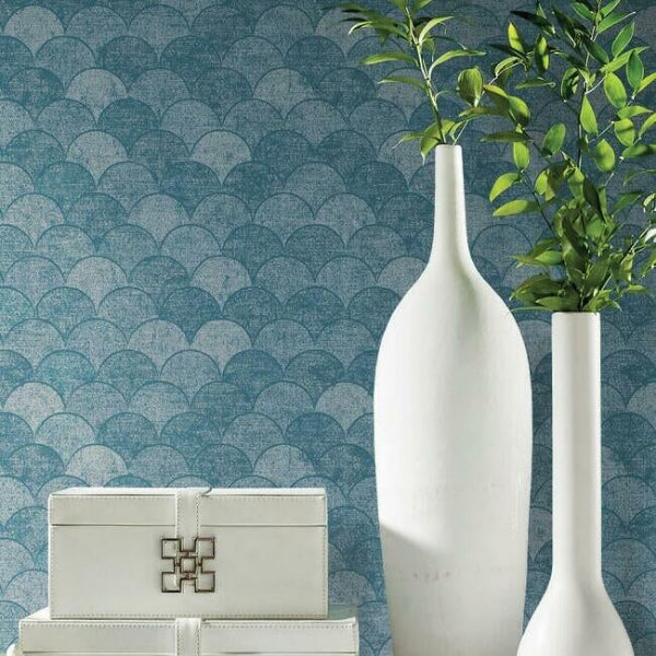 Mermaid Scales Blue Wallpaper