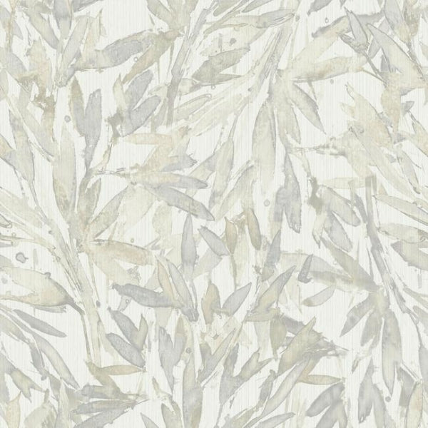 Rainforest Leaves Cream & Grey Wallpaper