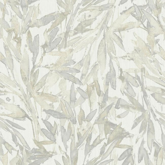Rainforest Leaves Cream & Grey Wallpaper