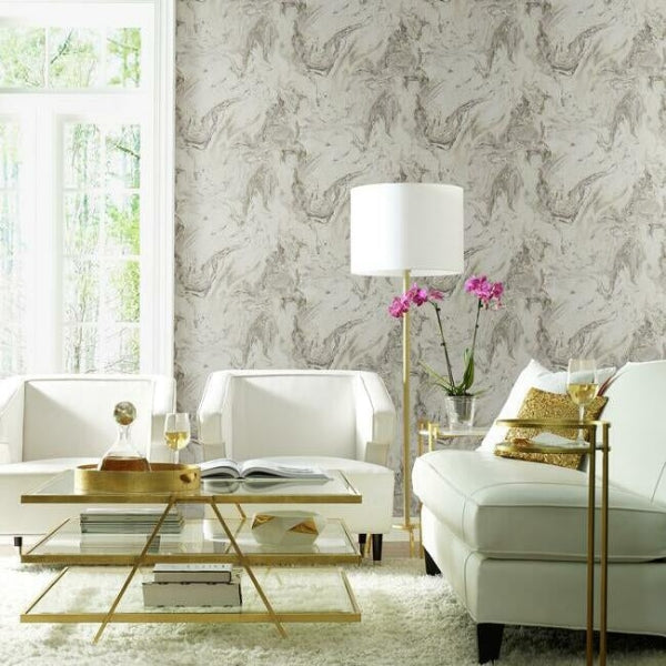 Oil & Marble Grey Metallic Wallpaper