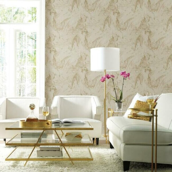 Oil & Marble Blush Metallic Wallpaper