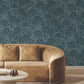Shell Wood Veneer Navy Metallic Wallpaper