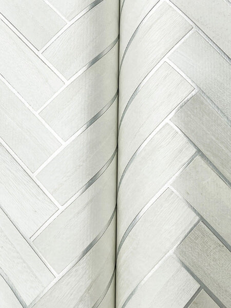 Herringbone Wood Veneer Apple Blossom Wallpaper