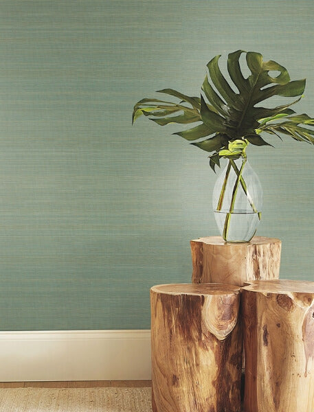 Tailored Abaca Seafoam Wallpaper