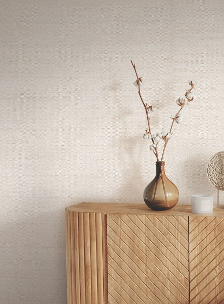 Painted Raffia White / Natural Wallpaper