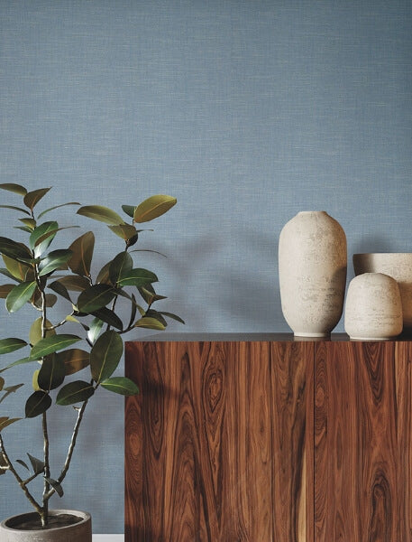 Combed Linen Cornflower Blue Wallpaper