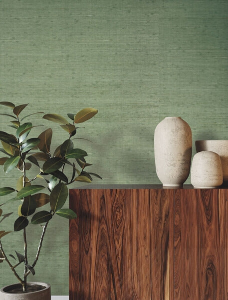 Horizontal Jute Evergreen Wallpaper