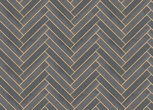 Herringbone Wood Veneer Graphite Wallpaper