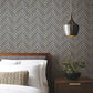 Herringbone Wood Veneer Graphite Wallpaper