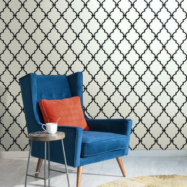 Modern Trellis Black Wallpaper