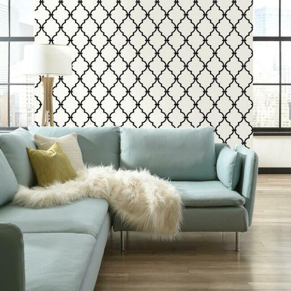 Modern Trellis Black Wallpaper