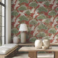 Sprig & Heron Red Wallpaper