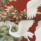 Sprig & Heron Red Wallpaper