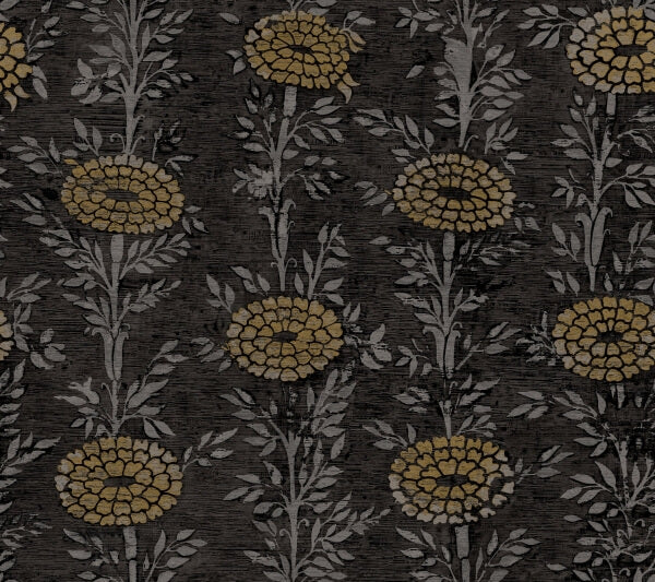 French Marigold Black & Gold Wallpaper