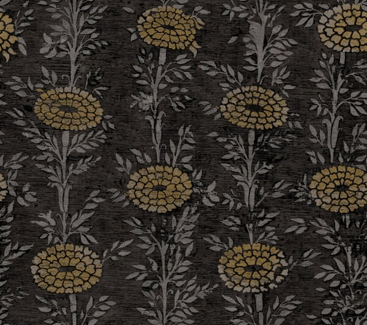French Marigold Black & Gold Wallpaper