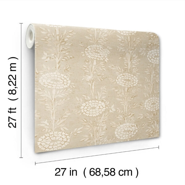 French Marigold Taupe & Gold Wallpaper