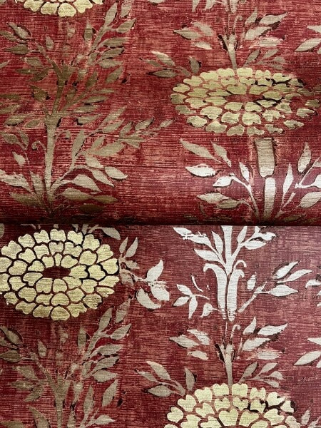 French Marigold Red & Gold Wallpaper