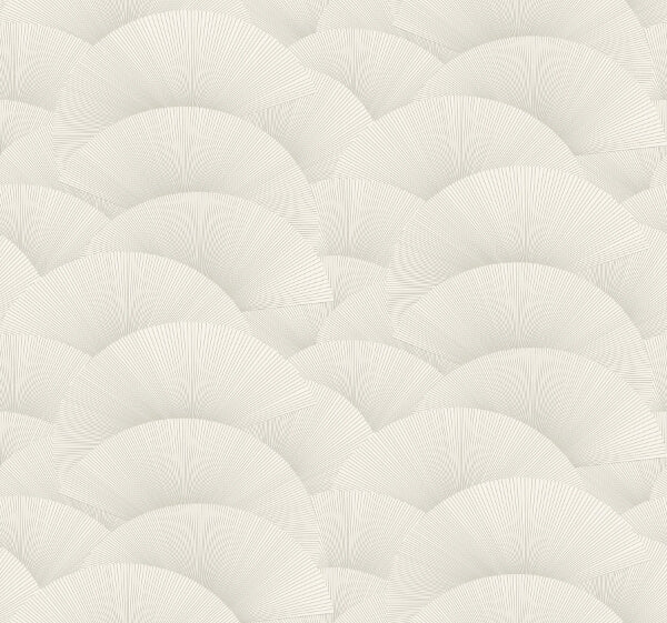 Morning Shell White & Silver Wallpaper