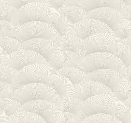Morning Shell White & Silver Wallpaper