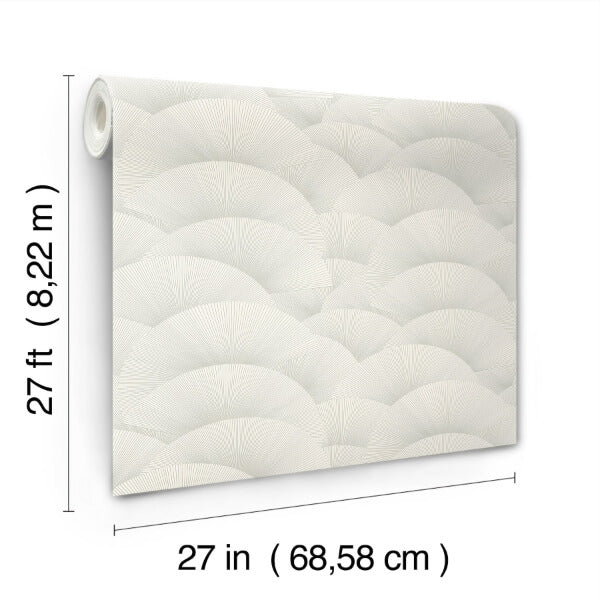 Morning Shell White & Silver Wallpaper