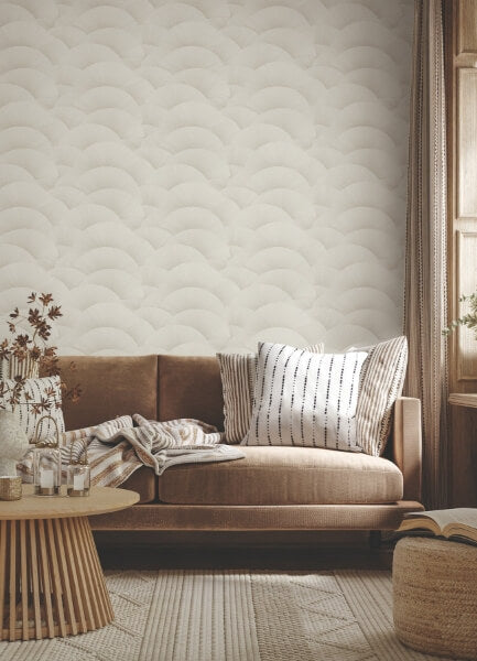 Morning Shell Taupe & Gold Wallpaper