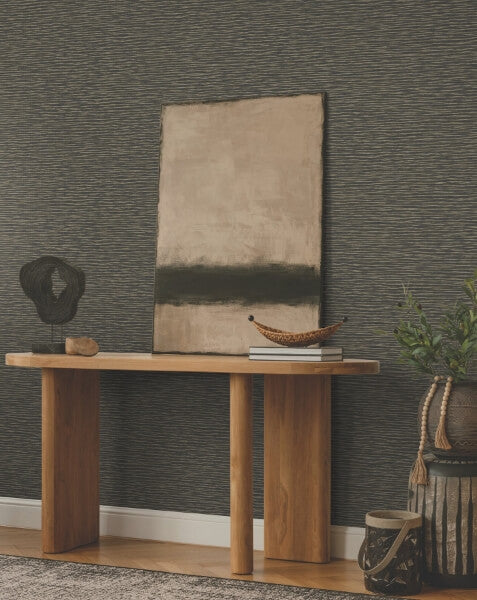 Lotus Weave Charcoal Wallpaper