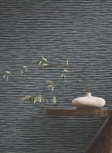 Lotus Weave Navy Wallpaper
