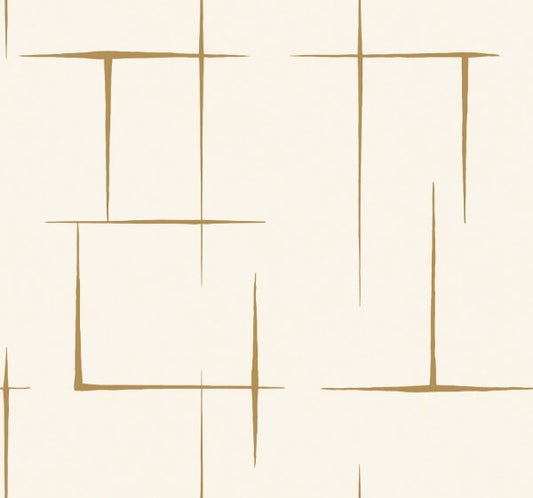 Malia Gold & White Wallpaper