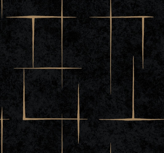 Malia Gold & Black Wallpaper
