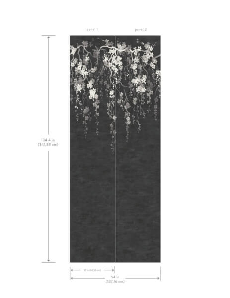 Sakura Blooms Black Wall Mural