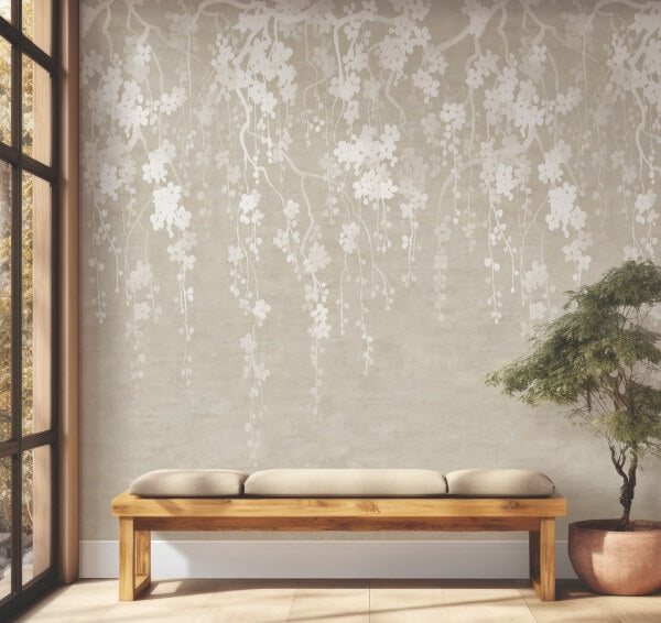 Sakura Blooms Neutral Wall Mural