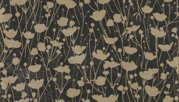Shimmering Poppies Black & Gold Wallpaper