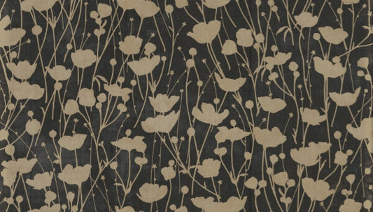 Shimmering Poppies Black & Gold Wallpaper