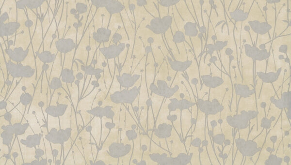 Shimmering Poppies Cream & Silver Wallpaper
