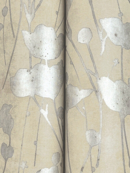 Shimmering Poppies Cream & Silver Wallpaper