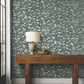 Shimmering Poppies Green & Silver Wallpaper