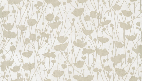 Shimmering Poppies White & Gold Wallpaper