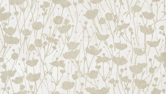 Shimmering Poppies White & Gold Wallpaper