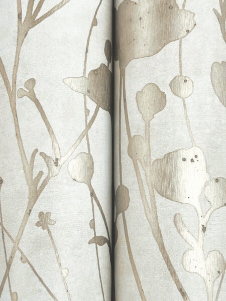 Shimmering Poppies White & Gold Wallpaper