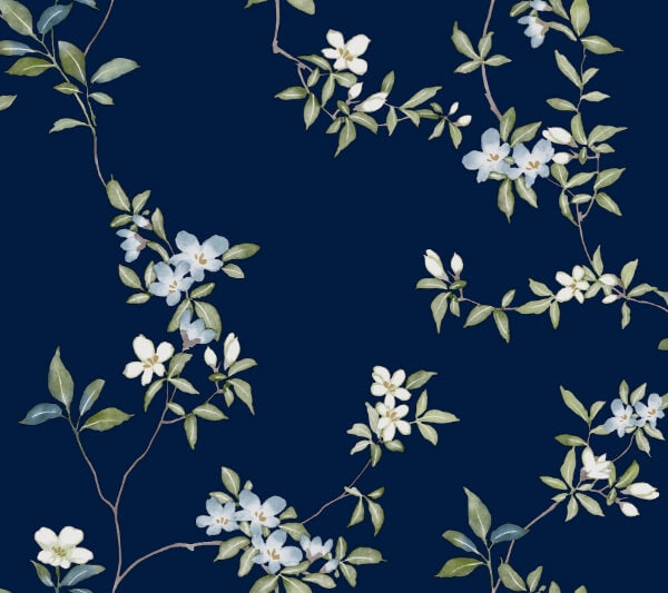 April Blossom Navy Wallpaper