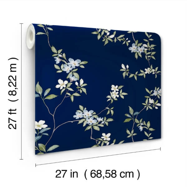 April Blossom Navy Wallpaper