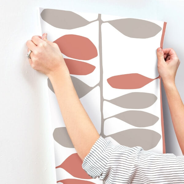 Sculpted Vines Vermillion & Graphite Wallpaper