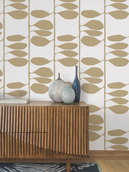 Sculpted Vines Gold Wallpaper