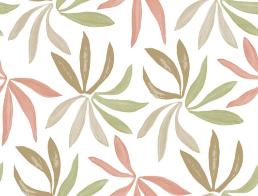 Little Garden Leaf & Coral Wallpaper