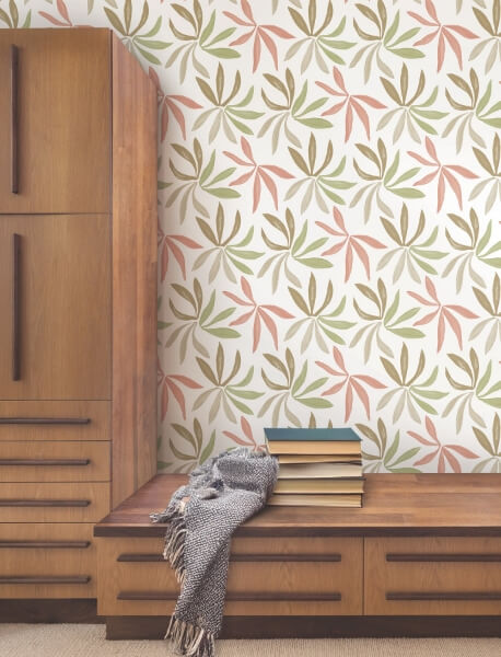 Little Garden Leaf & Coral Wallpaper