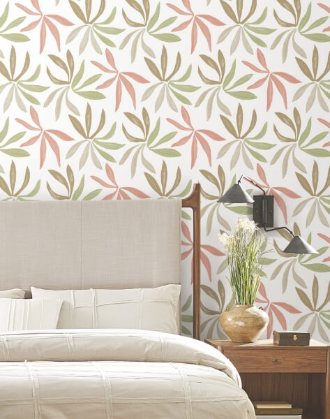Little Garden Leaf & Coral Wallpaper