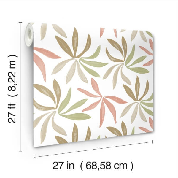 Little Garden Leaf & Coral Wallpaper