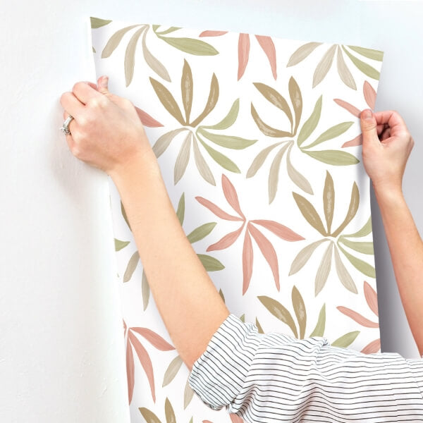 Little Garden Leaf & Coral Wallpaper
